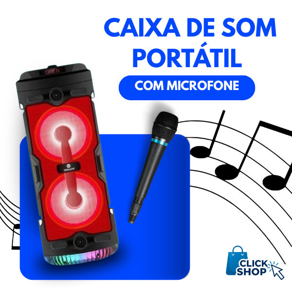 Caixa de som Portátil + Microfone