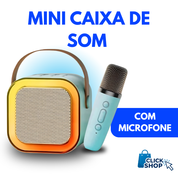 Mini caixinha de som + microfone